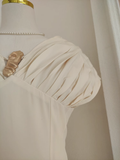 Niulatu A Line V neckline Satin Dinner Party Dresses Ivory Birthday Outfits SD376