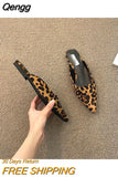 Niulatu Toe Mules Fashion Leopard Print Women Slippers Casual Women's Shoes Women Low Heels Elegant Ladies Outdoor Slide DJSE
