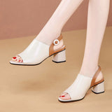 Niulatu Women Sandals Mixed Colors High Heels Peep Toe Dress Shoes Pumps Back Strap Ladies Shoes Roma Sandalias Mujer DJSE
