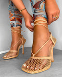Niulatu spring summer high heels Mesh shoes for women sexy luxury Lace-Up fashion elegant Party Casual Medium Pumps for ladies DJSE