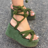 Niulatu Women Summer Fashion Women's Sandals 2025 Women's Wedge Sandals Cross Straps Casual Women's Shoes Women's High Heels DJSE