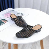 Niulatu Women's Sandals Beach Shoes Slippers Hollow Out Mid Heels Korea Style Footwear Antiskid Platform Shoes Zapatos De Mujer DJSE