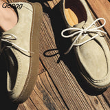 Niulatu Men's Shoes Lace up Leather Casual Shoes Spring Autumn Male Sneakers Designer Man Shoes Genuine Leather Barefoot Shoes DJSE