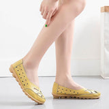 Niulatu Women Flats Genuine Leather Women Shoes With Low Heels Loafers Slip On Flat Shoes Soft Women's Flat Shoes Walking Driving Shoe DJSE