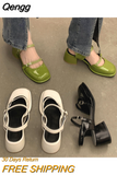 Niulatu Jane Shoes Buckle Pumps Women Thick Heels Elegant Shallow Square Toe Footwear Fashion Outdoor Lady Shoes DJSE