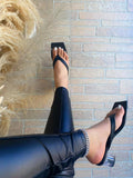 Niulatu Fashion Apricot Women Mules High Heels Slippers Sandals Sexy Square Open-toed Heel High Quality Shoes size 43 DJSE