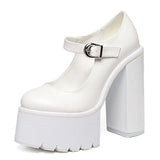 Niulatu New Arrival Women Classic Pumps Shoes Spring Summer Black Leather Mary Jane Heels Fashion Buckle Platform Shoes Woman DJSE