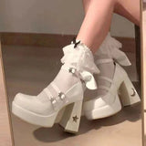 Niulatu Platform High Heels Pumps Women 2025 Spring Punk Thick Heel Mary Jane Lolita Shoes Woman Patent Leather Cosplay Shoes DJSE