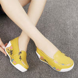 Niulatu Shoes Loafers For Women 2025 Wedges Sneakers Floral Single Woman White Shoes Platform Breathable Female Vulcanized Shoes DJSE