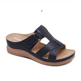 Niulatu Summer Women Wedge Sandals Premium Orthopedic Open Toe Sandals Vintage Anti-Slip Leather Casual Female Platform Retro Shoes DJSE