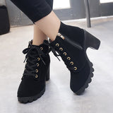 Niulatu 2025 New Women Shoes Lace Up Ankle Boots Zapatos Mujer Fashion High Heels Ladies Casual Spring Pumps Platform Heel 42 DJSE