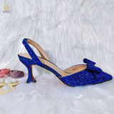 Niulatu 2025 New Fashion Full Of Crystal Decoration Style Rainbow Glass Heel Friends Party Shoes Ladies Shoes And Bag For Party DJSE