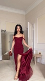 Niulatu Slit Mermiad Prom Dress Long Chiffon Evening Dress Party Gown HZ1007