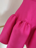 Niulatu A line Strapless Hot Pink Satin Short Homecoming Dresses Birthday Outfits SD230
