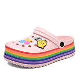 Niulatu Cartoon Summer Clogs Women Platform Sandals Casual Women EVA Sandals Rainbow Bottom Garden Shoes Women sandalias verano DJSE