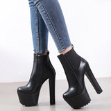 Niulatu New Arrival 16cm High Heel Women's Boot Winter Women Chelsea Ankle Boots Pipe Platform Clogs Heels Women Shoes Elegant DJSE
