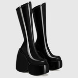 Niulatu Women Ankle Short Boots Wedges Shoes For Woman Goth Design Grunge Fashion Motorcycle Booties Big Size 43 DJSE
