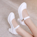 Niulatu Black White Elegant Middle Heel Ladies Wedding Bride High Heels Shoes Women Pumps Small Plus Size 33 43 Tacones Mujer DJSE