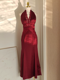 Niulatu Sheath V neckline Satin Homecoming Dresses Burgundy Birthday Outfits SD375