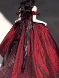 Niulatu Ball Gown Straps Long Burgundy Ruffles Lace Prom Dresses Birthday Outfits SD461