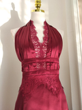 Niulatu Sheath V neckline Satin Homecoming Dresses Burgundy Birthday Outfits SD375
