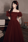 Niulatu Off The Shoulder Tulle Line Prom Dress Evening Dress HZ1007