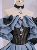 Niulatu Satin Lace Long Prom Dress Off Shoulder Evening Dress HZ1007