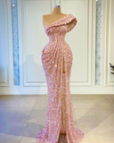 Niulatu Shoulder Prom Dresses Side Slit Prom Dresses One Shoulder Evening Dresses HZ1007