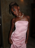 Niulatu Elegant Mermaid Evening Dress Strapless Pleated Prom Dress HZ1007