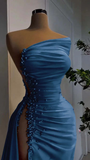 Niulatu Red Satin Long Evening Dress with High Slit HZ1007
