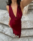 Niulatu Prom Dresses Deep V Neck Evening Dress HZ1007
