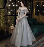 Niulatu Shoulder A-line Evening Dress Fairy Graduation Dress HZ1007