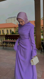 Niulatu Purple Prom Dress with Long Sleeves Trendy Purple Evening Dress HZ1007