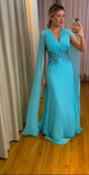 Niulatu Blue Chiffon Mother of Bride and Groom Dress Evening Dress HZ1007
