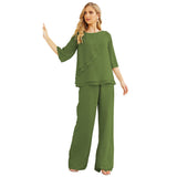 Niulatu Chiffon Mother of The Bride Dress Plus Size Pant Suits Ruffle HZ1007