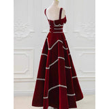 Niulatu Red Velvet A-line Evening Dress HZ1007
