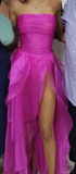 Niulatu Pink Simple Strapless Evening Dress Long Prom Dress HZ1007