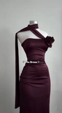 Niulatu Sheath Burgundy Long Prom Dress Strapless Evening Dress HZ1007