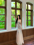 Niulatu Mermaid Strapless Sequin Feather Tulle Prom Dress Party Dresses HZ0113