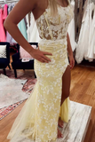 Niulatu Yellow Split Mermaid Prom Evening Dress HZ1007