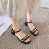 Niulatu Open Toe Women's Shoes 2025 New Fashion Shoes Women's Thick Heel Outer Wear Casual All-match Sandals Women Adult DJSE