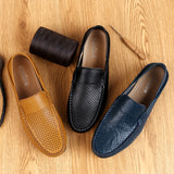 Niulatu Mens Shoes Casual Luxury Brand Summer Men Loafers Genuine Leather Moccasins Light Breathable Slip on Boat Shoes JKPUDUN DJSE
