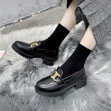 Niulatu Women Platform Flat Oxford Shoes Black Lace Up Leather Casual Round Toe Spring Autumn Shoes Heighten Waterproof Shoes Plus Siz DJSE