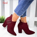 Niulatu Chain Women's Boots PU Leather Back Zipper Woman Boots Pointed High Heels Shoes For Women 2025 Ankle Boots Female Shoes DJSE