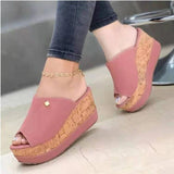 Niulatu Women's Casual Slippers Vintage Fish Mouth Platform Wedge Sandals Slip-on Fashion Flat Beach Shoes Chaussure Ete Femme DJSE