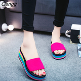 Niulatu Women Sandal Slippers Platform Bath Slippers Wedge Beach Flip Flops High Heel Beach Slide Shoes EVA Fashion Casual Black DJSE