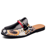 Niulatu Outdoor Mixed Colors Men Half Loafers Patent Leather Half Shoes Fashion Lightweight Slippers Breathable Man Casual Mules DJSE
