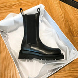 Niulatu Luxury Chelsea Boots Women Leather Ladies Boots Chunky Winter Shoes Platform Ankle Boots Slip On Thick Heel Brand Designer DJSE