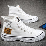 Niulatu Men's Canvas Shoes High Top Flat Shoes for Men Black White Sneakers Non-slip Shoes Canvas Sneakers Sneakers for Men Casual Shoes DJSE