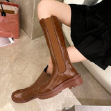 Niulatu Boots Women Zipper Leather Shoes 2025 Autumn Thick Bottom Platform Ladies Knee High Boots Elegant Fashion Female Footwear DJSE